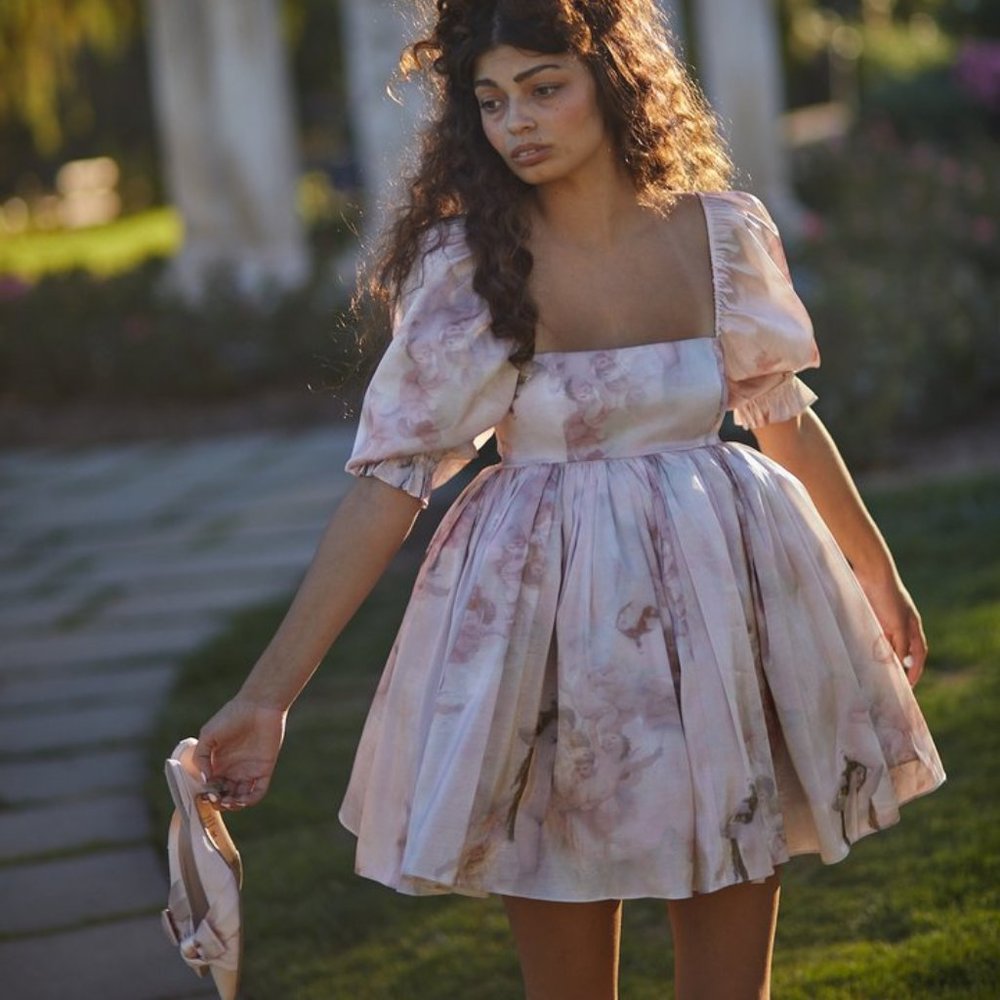 Selkie Bleached Peach Venus Puff Dress